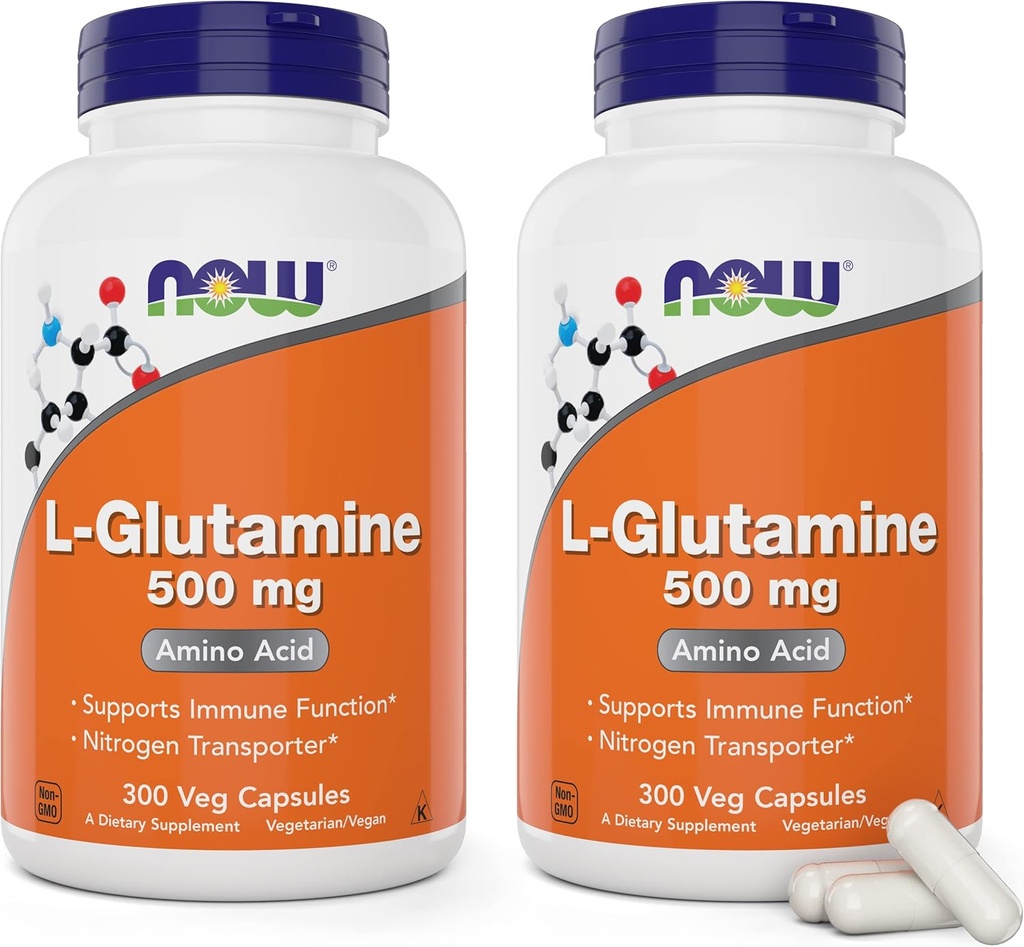 Sekarang L-Glutamine 500mg 300 Veg Capsules (Paket 2) - Suplemen LGMO Non - - Vegan Lglutamine 500 mg Caps