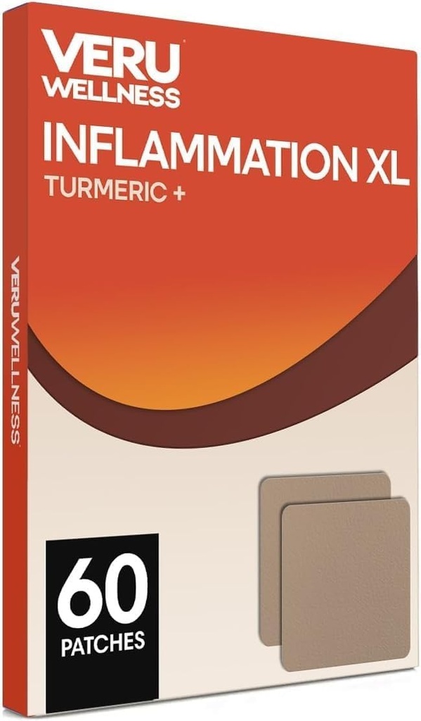 Inflamasi Veru Wellness XL Turmeric Patch - Bukan-Ingetible Daily Complete Formula Waterproof, Harian Lengkap Formula (60 Hari Count)