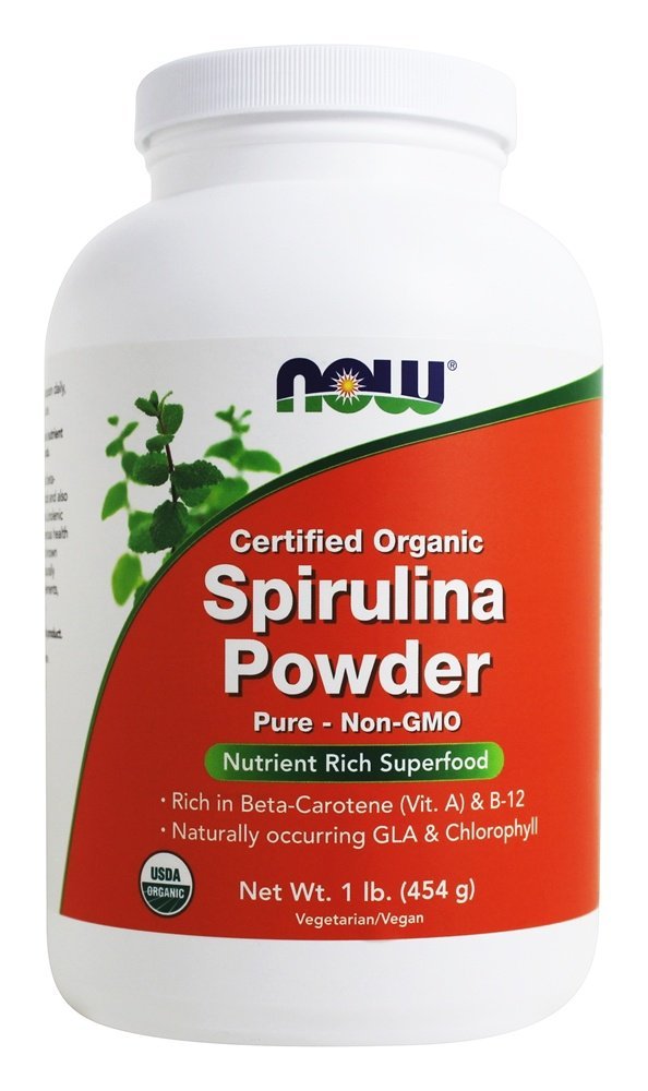 Sekarang Makanan Suplemen, Tersertifikasi Organik, Spirulina Powder, Rich in Beta-Carotene (Vitamin A) dan B-12 dengan alami terjadi GLA & Chlorofil, 1-Pound
