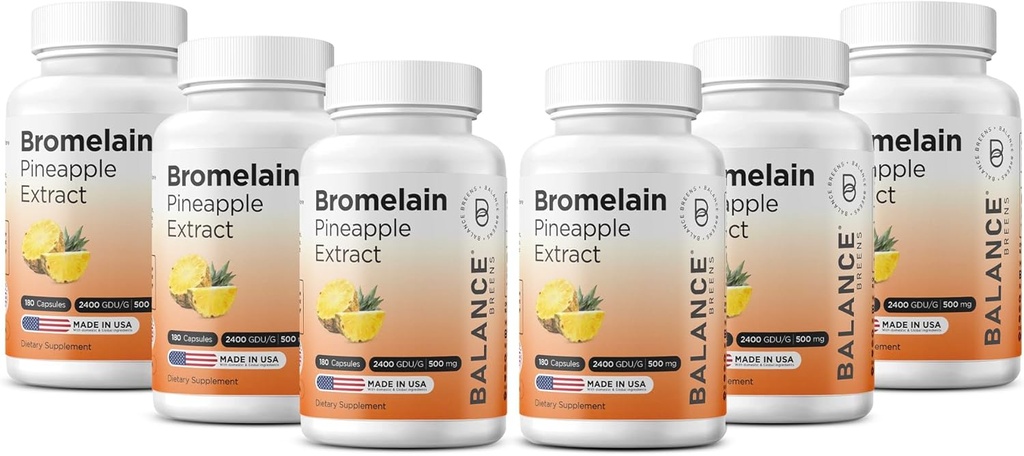 Balancebreens Bromelain 500mg Capsules - 2400 GDU Pineapple Extraction Suplement for Joint Dupport, Natural Swelling Dupport, and Heally Ditrable - 180 Organic Capsules Made in USA