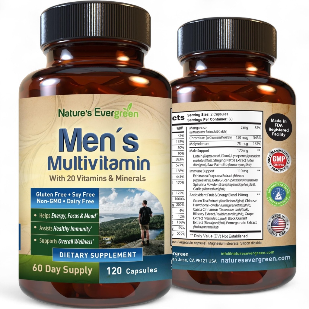 Terbaik Multivitamin untuk Pria 124; Sepenuhnya Manusia Multivitamin & Multimineral dengan lebih dari 20 Vitamin A, C, D, D, B12, Zinc & More Estivensin Vitamin Untuk Pria 124; Energi, Fokus & Immune Kesehatan. 120 Capsules