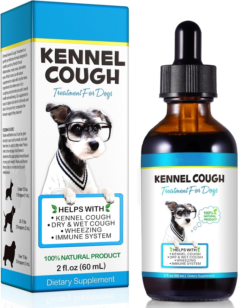 Perawatan Kennel Cough untuk Anjing, Kannel Cough Herbal Drops - 2.02 Fl.oz / 60 ml