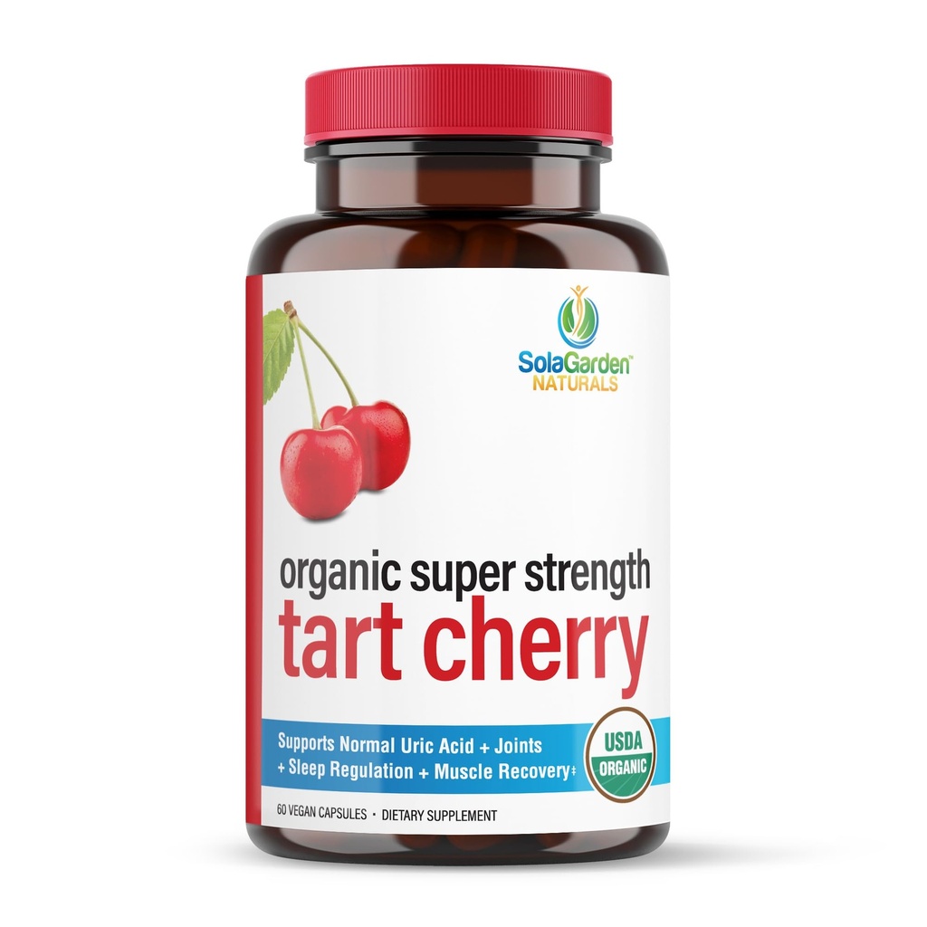 Super Power CherryPURE Tart Cherry Supplement - 50: 1 Konsentrat Tumbuh di Amerika Serikat - Dibuat dengan Non GMO Montmorency Cherries - oleh SolaGarden Commitals. 60 Non GMO Veggie Capsules.