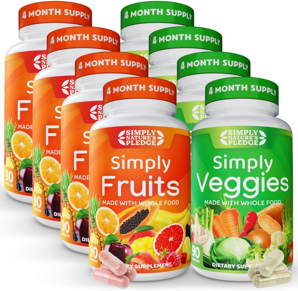 Cukup Nature 's Pledge - dikemas dengan lebih dari 40 Buah yang berbeda & Sayuran - 4 Bulan Supply - Dibuat dengan Whole Food Superfood - dengan Aloe Vera - 100% Soy Free - 720 Kasules