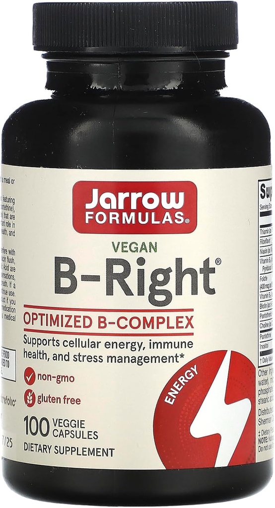 Jarrow Formula BRight - Lower-Odor Vitamin B-Complex Formula - Energy & Metabolisme Dukungan - Promoses Brain, Kesehatan Hati & Kardiovaskular - 100 Pelayan (Paket 1)