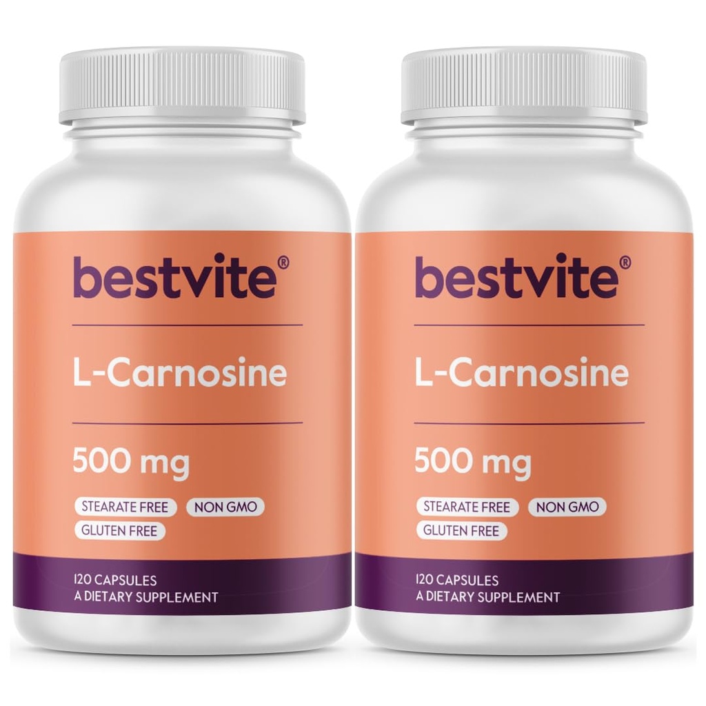 BESTVITE L- Carnosin 500mg (240 Capsules) (120x2) No Fillers - No Steates - Non GMO - Gluten Free