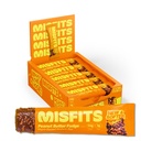 Misfits Vegan Protein Bars, Peanut Butter Fudge - Updated Recipe 124; Plant Based, Low Sugar & Carb, High Fiber Snacks 124; Pack of 15