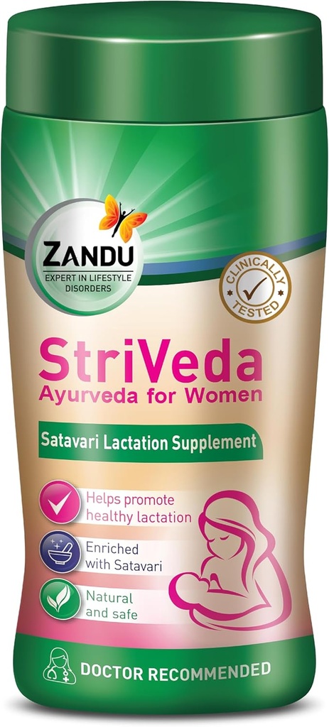 Zandu Striveda Shatavari Lactation Powder, Baby for Increasing Breast Milk Supply, 210 G, Doctor Rekomendaded, Natural and Safe