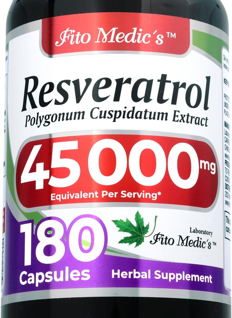 Lab FITO MEDIC 124; Resveratrol 124; Suplemen Resveratrol 124; Capsules Reveratrol 450 mg 100: 1 per 3- Capsule Serving 124; 180 Capsules