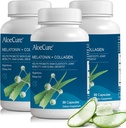 AloCure Natural Melonagein + Collagen with Organic Aloe Vera - Natural Sleep Aid Suplement for Revelful Nights - Collagen Complex for Joint Stronged, Skin Elasticity, Hair & Nail Growth, 30 Capsules
