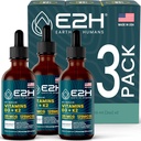 E2H EARTH TO HUMANS Vitamin D3 & K2 Support for Imune Dupport - Liquid Vitamin D3 5000 IU - Made in USA ASUS 124; Non- GMO, Vegan - (3 Botol)