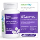 NaturreCity TrueResveratrol - Resveratrol Supplement & Anti- Aging Dukungan dengan 75mg Trans- Resveratrol (98% Pure Veri- te) untuk Heart, Imune, Bone & Cognitive Health 124; 60 Vevgie Capsules