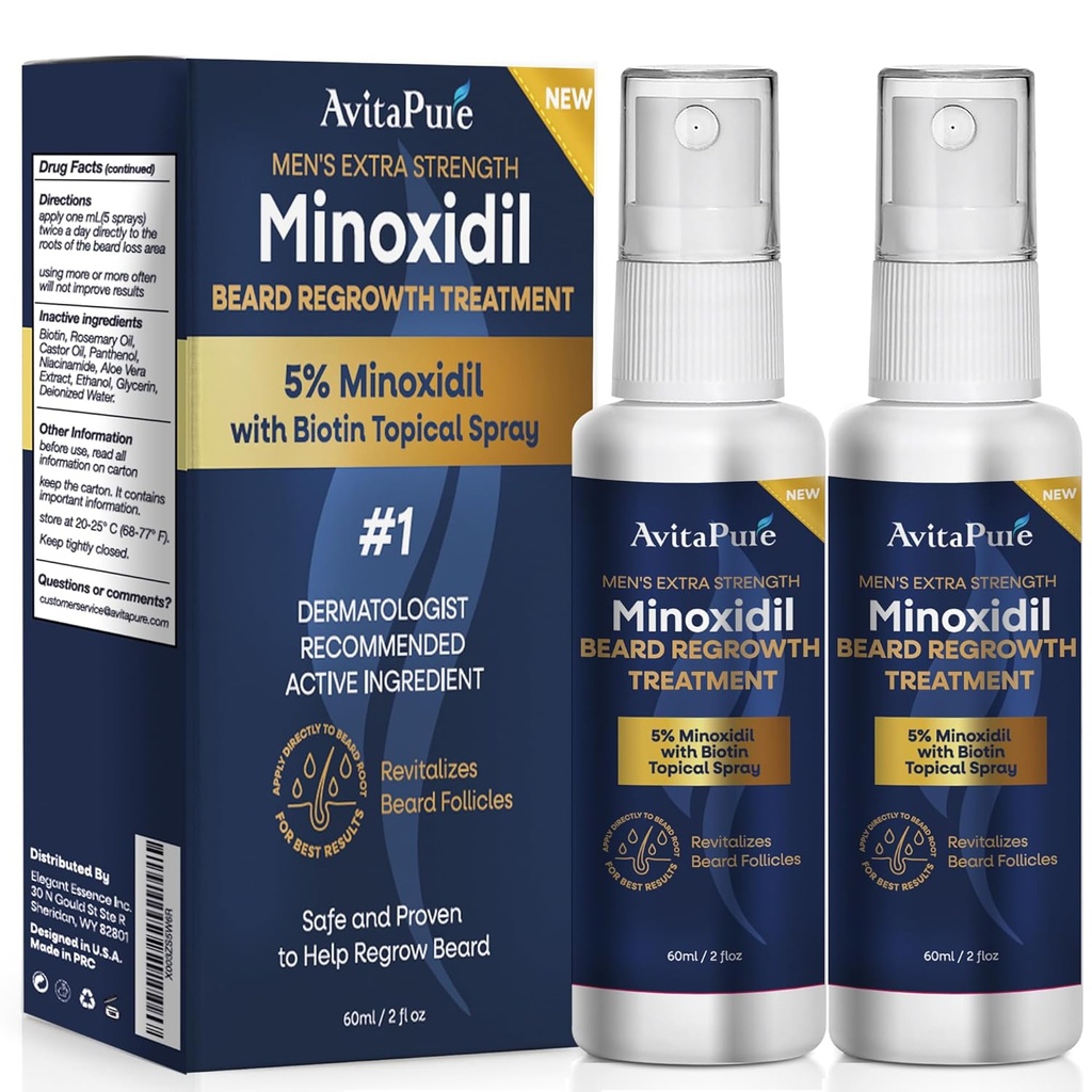 Minoxidil Beard Growth Oil: Minoxidil For Men Beard Infused With Biotin, Extra Strength Minoxidil 5% Beard Growth Serum untuk menumbuhkan Beard & Mulcud Cepat
