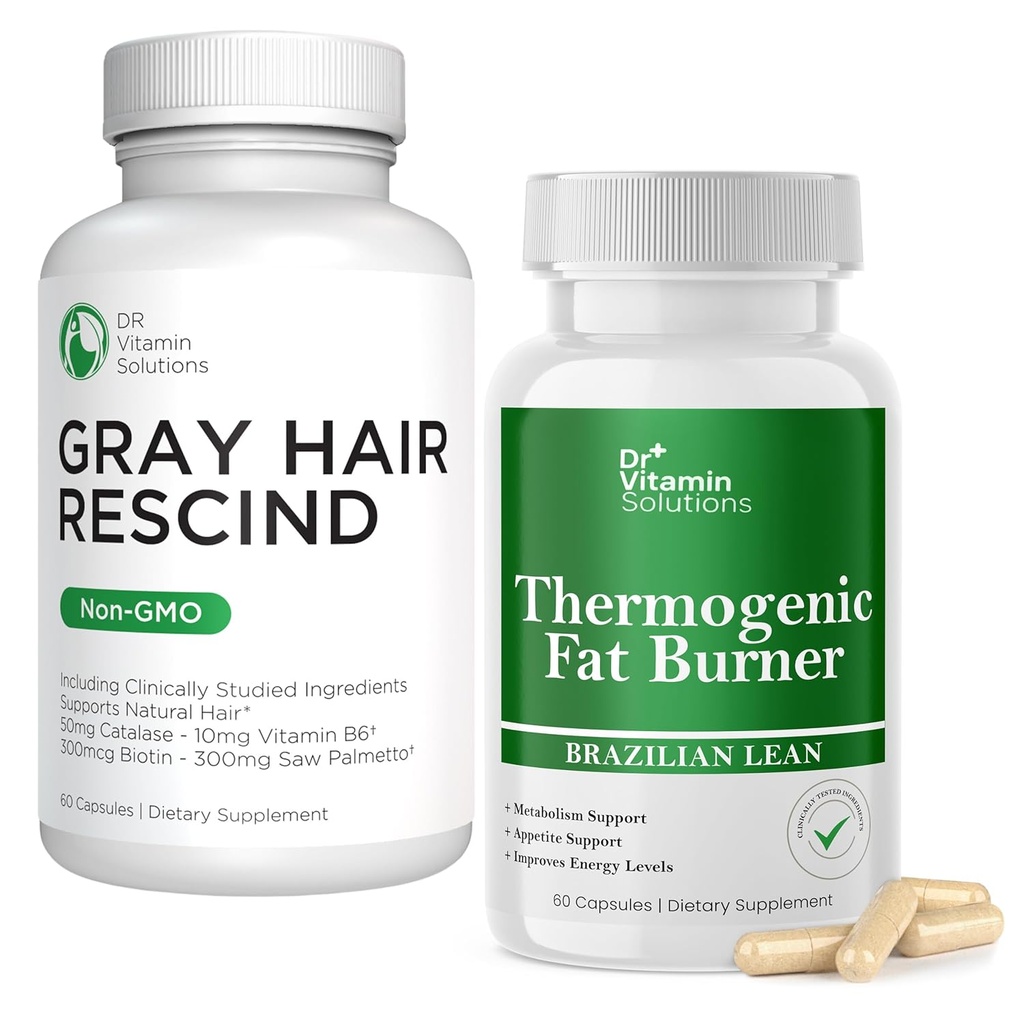 DR VITAMIN SOLUTIONS Rambut abu-abu Rescind dan Thermogenic Fat Burner Bundle - 60 Caps Masing-masing