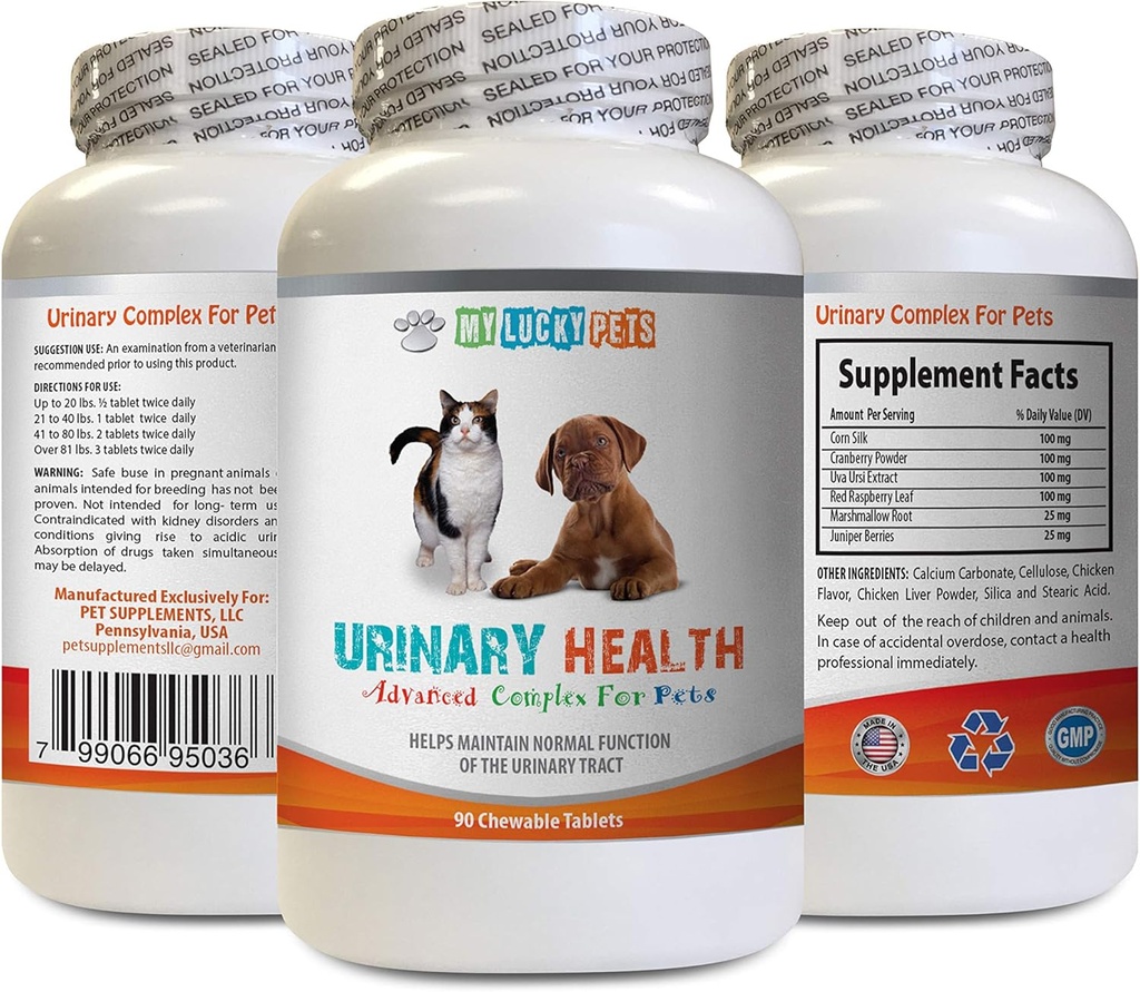 Cat Urine Treats - Pets Urinary Health Complex - for Dogs and Cats - Advanced Bladder Support - Cranberry for Cats - 1 Bottle (90 Treats)