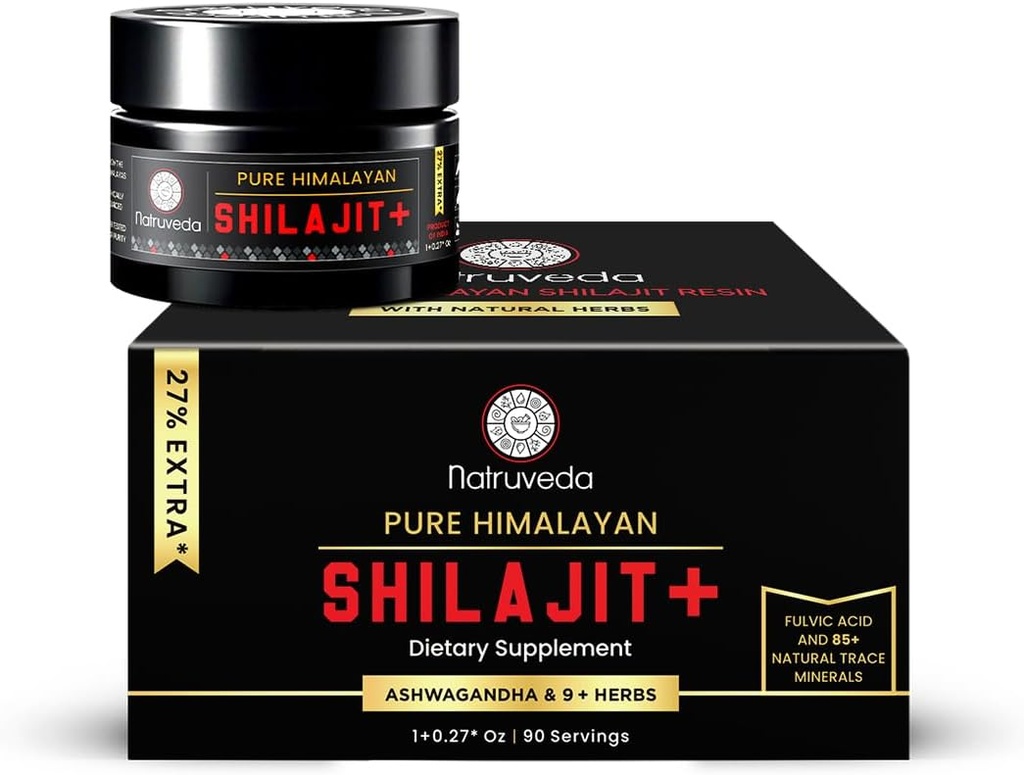 Himalaya Shilajit Resin untuk Pria & Perempuan - Organik Shilajit, Fulvic Acid & 85 + Natural Trace Minetal - Ayurvedic Diet Tea Resin, 10 Natural Ingreains - 90 Servings, 1.27oz