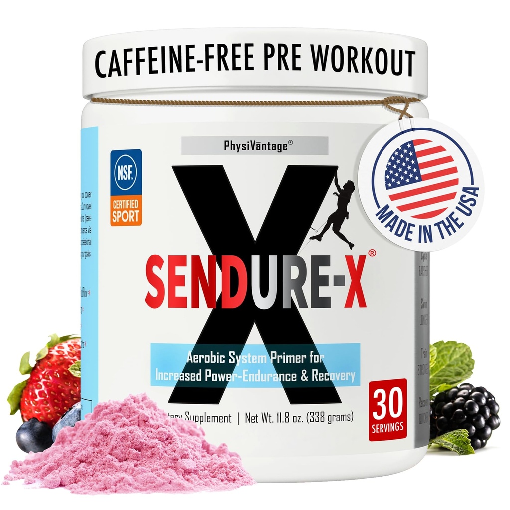 Sendure- X Beetroot + Citrulline Powder - Caffeine- Free Pre-Workout - Boosts Blood Flow, Energy, VO2 Max, Endurance, Pemulihan - Sport NSF Bersertifikat, Performance Peak, Natural - 30 Serbu Wild Berry
