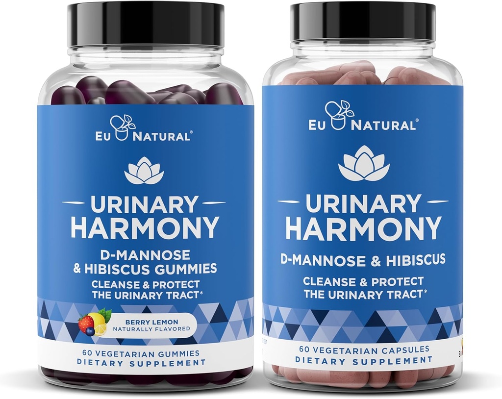 Uriner Harmony Kapsules and Gummies Bundle - Urinary Trakte Health for Women - D- Mannose & Hibiscus Cleanse, Flush & Protect The Urinary System