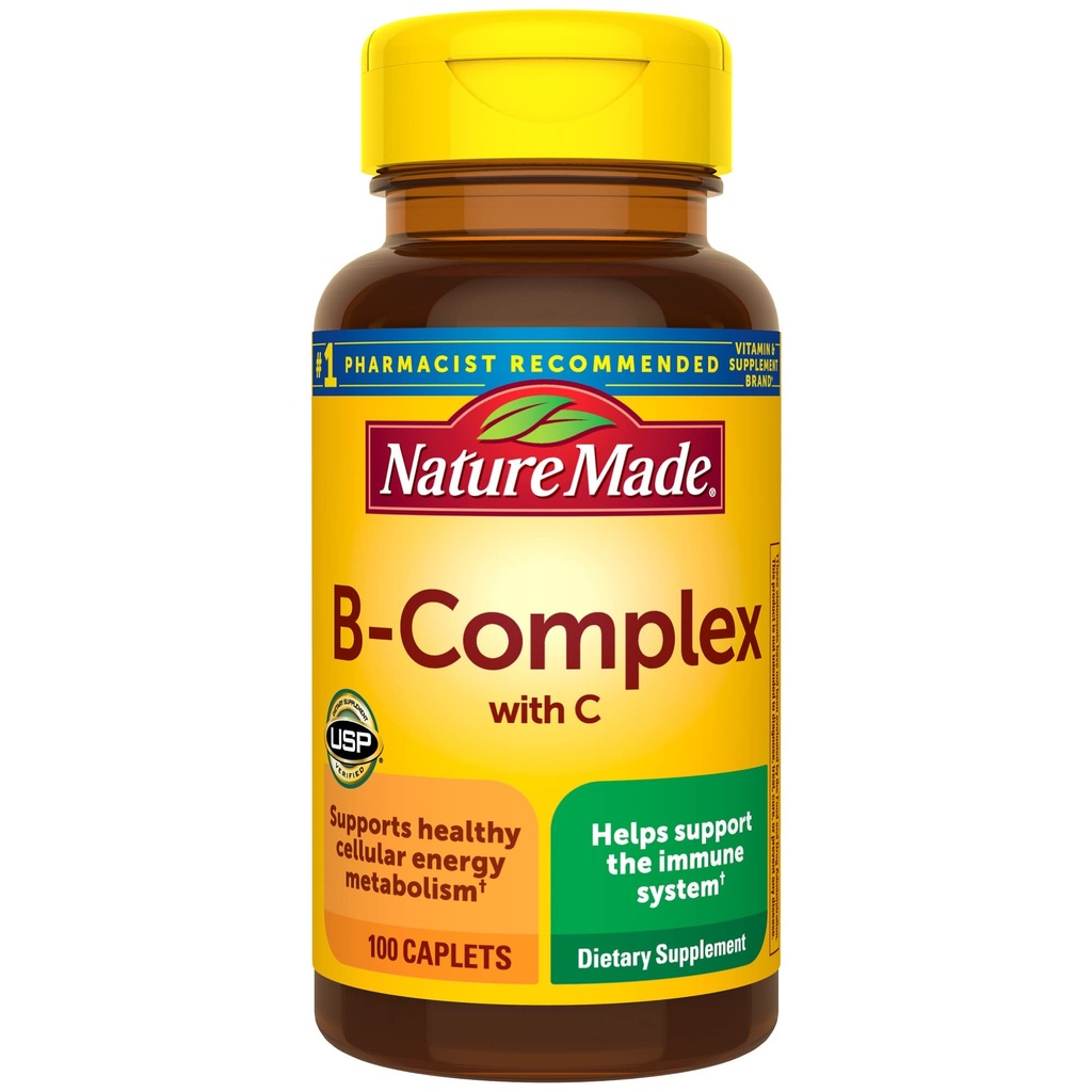 Nature Made B Complex With Vitamin C, Dietary Supplement for Imune System Dupport, 100 Caplets, 100 Day Supply