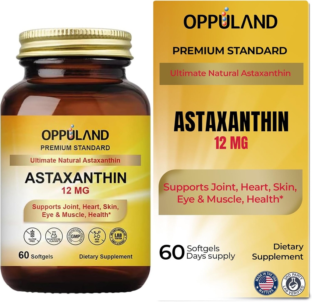Astaxanthin 12mg 126; 60 Softgels 124; Dukungan Gabungan, Jantung, Skin dan Kesehatan Otot