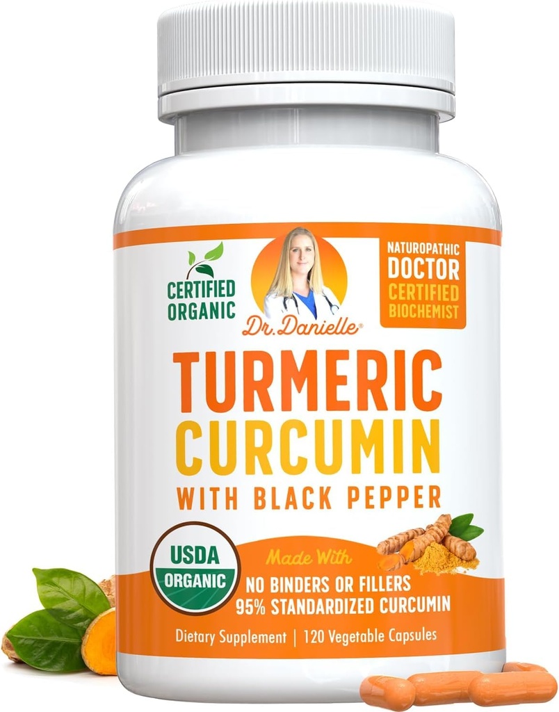 Kurcumin Turmeric Organik dengan Black Pepper Ekstrak 2000mg - Penangguhan Tinggi Suplemen Ultra - 95% Curcuminoid - Vegan, Non GMO untuk Dukungan Gabungan - 120 Kapsul