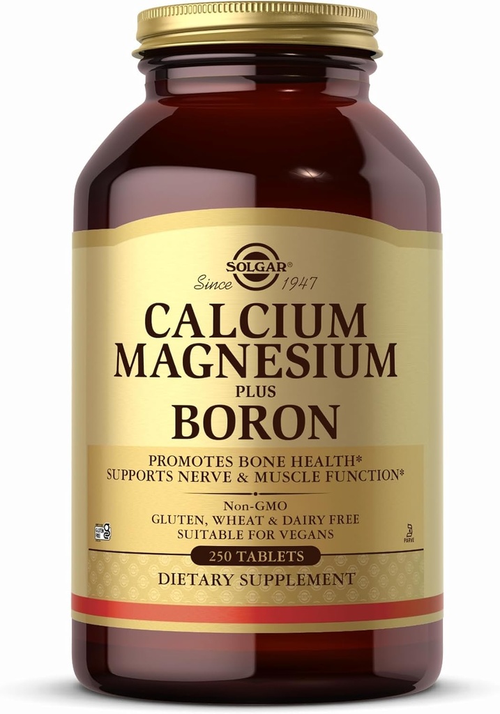 Solgar Calcium Magnesium Plus Boron - 250 tablet - Non- GMO, Vegan, Gluten Free, Dairy Free, Kosher - 83 Servis