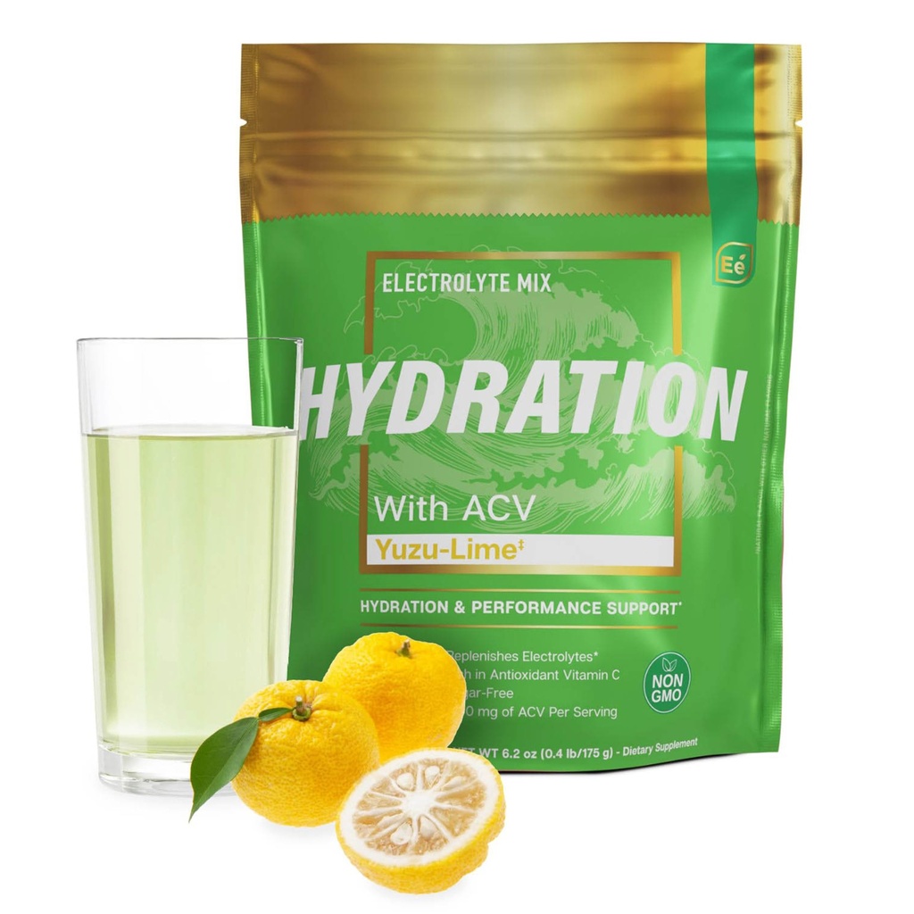 Paket Hidrasi Terbukti - Yuzu Lime Pack - Sugar Free Electrolytes Pawkers - 25 Paket Tongkat Mewah Tanpa Gula - Hidration Drink - dengan ACV & Vitamin C