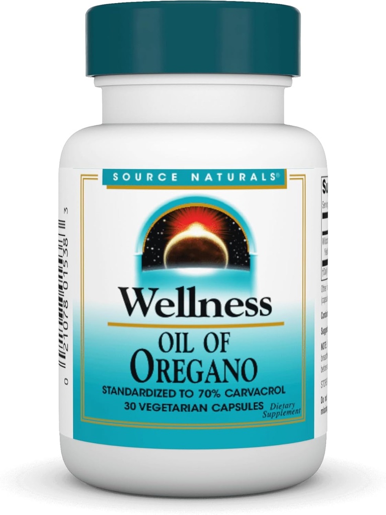 Sumber Minyak Wellness Oregano - Standardisasi untuk 70% Carvacrol - 30 Kapsul Vegetarian