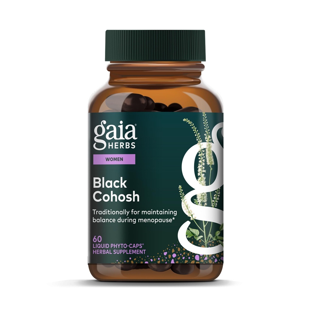 Gaia Herbs Black Cohosh - Tambahan Dukungan Menopause untuk Membantu Mempertahankan Keseimbangan Hormone dan Kesehatan untuk Perempuan - dengan Kohosh Hitam Organik - 60 Vegan Cair Phyto- Kapsul (30 Hari Supply)