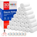 AZEN 30 Pack Gauze Rolls Bandages, 4 di x 4.1 Yards, Premium Medical Suply & First Aid Suply, Bandage Wrap, Mummy Wraps