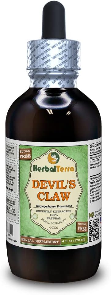 Cakar Iblis (Procumbens Harpagophytum) Glycerite, Root Dryed Alcohol- Free Liquid Extract (Nama Merek: HerbalTerra, Proughtly Made in USA) 4 f.oz (120 ml)