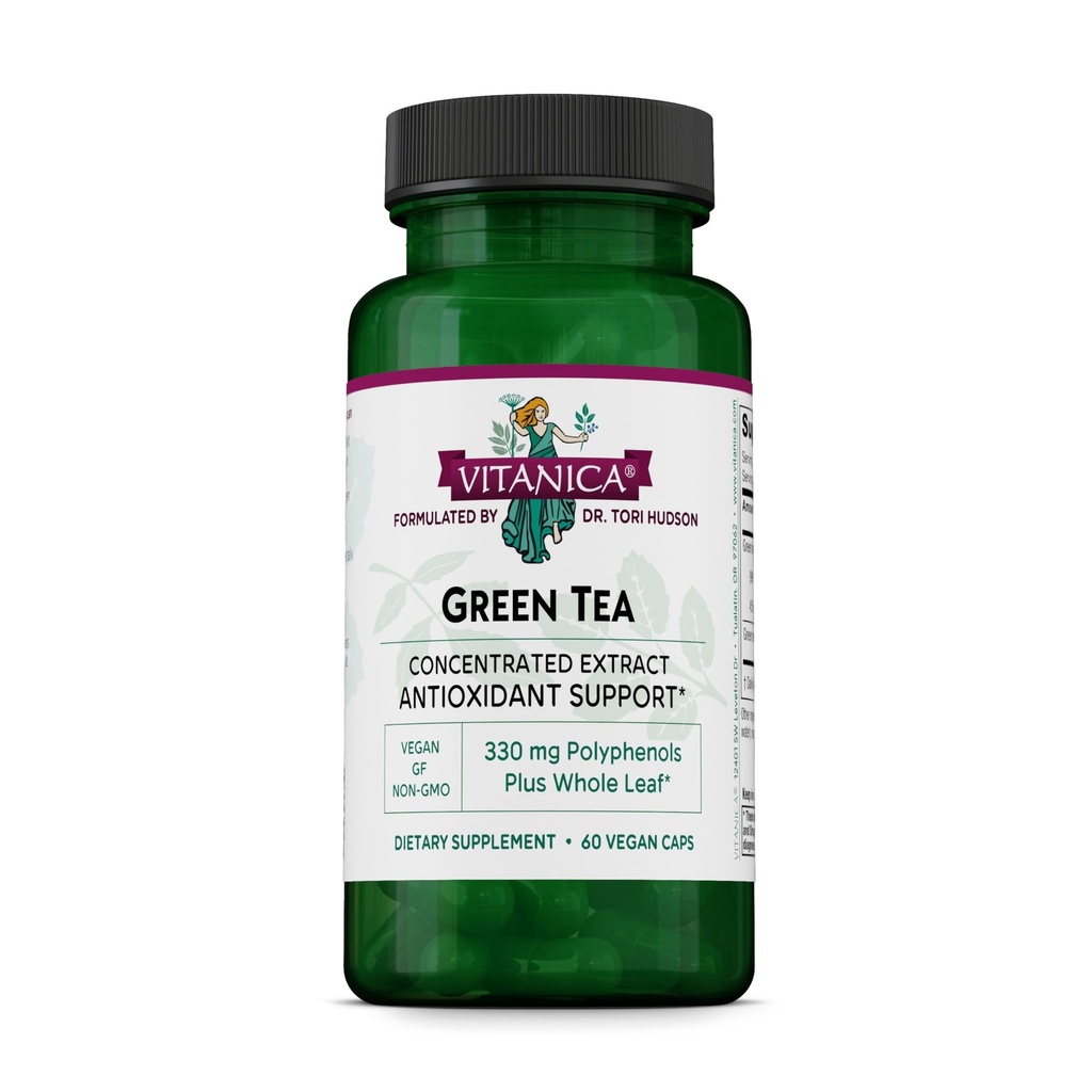 Vitanica Green Tea Extract Suplement 330mg, 45% EGG, 98% Polyphenols dan 80% Catecins, Antioksidant Energi dan Dukungan Imune, Vegan, 60 Capsules