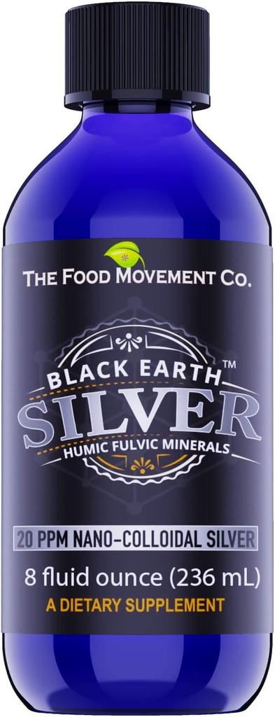 The Food Movement Black Earth Silver dengan Humic Fulvic Acids, Trace Mineces untuk dukungan kekebalan, Detox, Gut Health - 8 fl oz Liquid Drops Suplemen