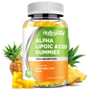 Alfa Lipoic Acid Gummies 10000 Mg dengan Biotin, Absorpsi Tinggi Suplemen Suplai ALA untuk Antioksidant, Kesehatan Otak dan Nerve Dukungan, Pineapple Flavor, Gula Bebas, 60 Chews