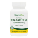 NaturesPlus Natural Beta Carotene - 25,000 IU Vitamin A & Vitamin E - 90 Softgels - Eye Supplement, Antioxidant, Aids in Free Radical & Natural Cellular Defense - Gluten Free - 90 Servings