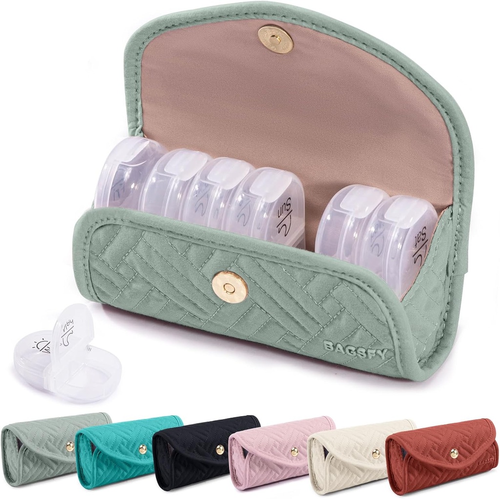 BAGSFY Weekly Pill Organizer 2 Kali sehari dalam Kasus Fibinc Pill Cute, Medicine Bag, AM PM Pill Box 7 Day, Portable Medication Case for Pills, Vitamin, Fish Oils, Suplemen.