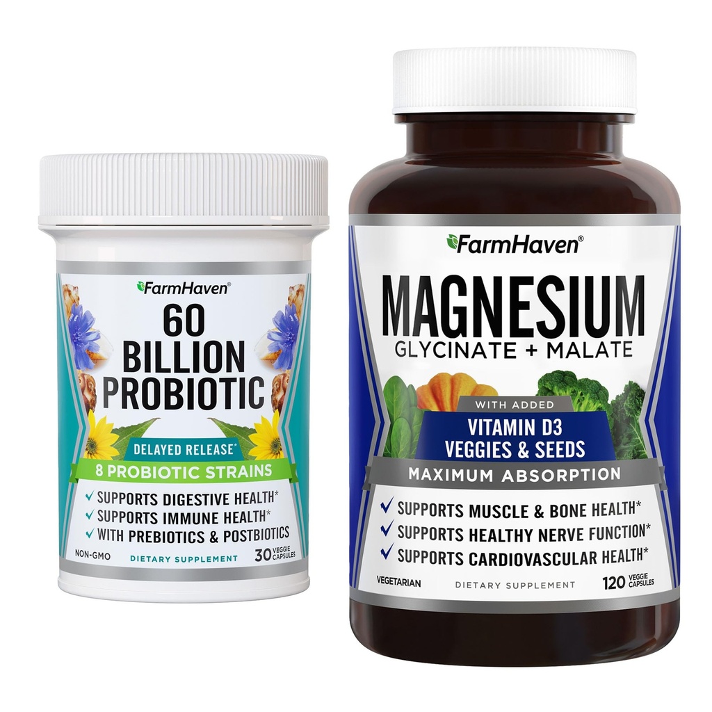 FarmHaven Magnesium Glycinate & Malate Complex dan 60 Milyar CFU Probiotic
