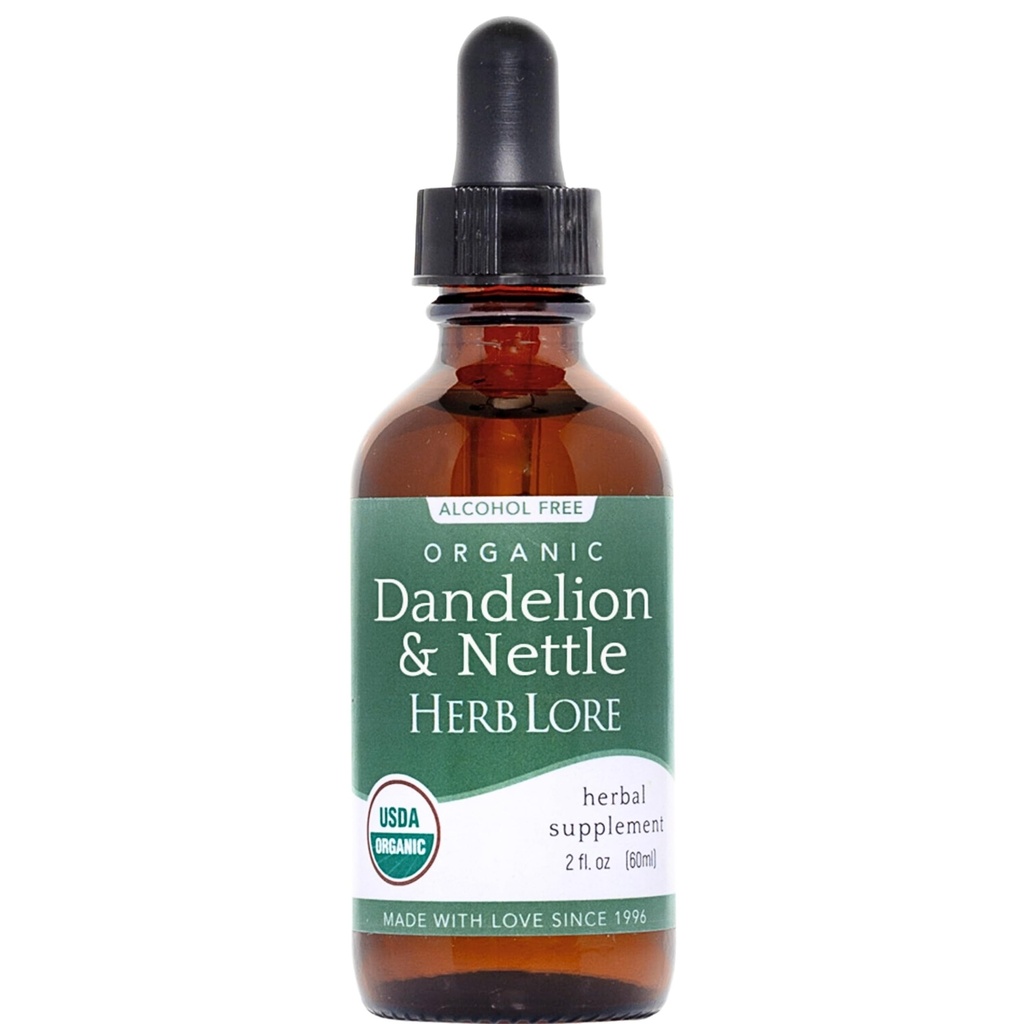 Herb Lore Organic Dandelion & Nettle Tincture - Liquid Dandelion Leaf & Stinging Nettle Extract Drops (2 fl oz)