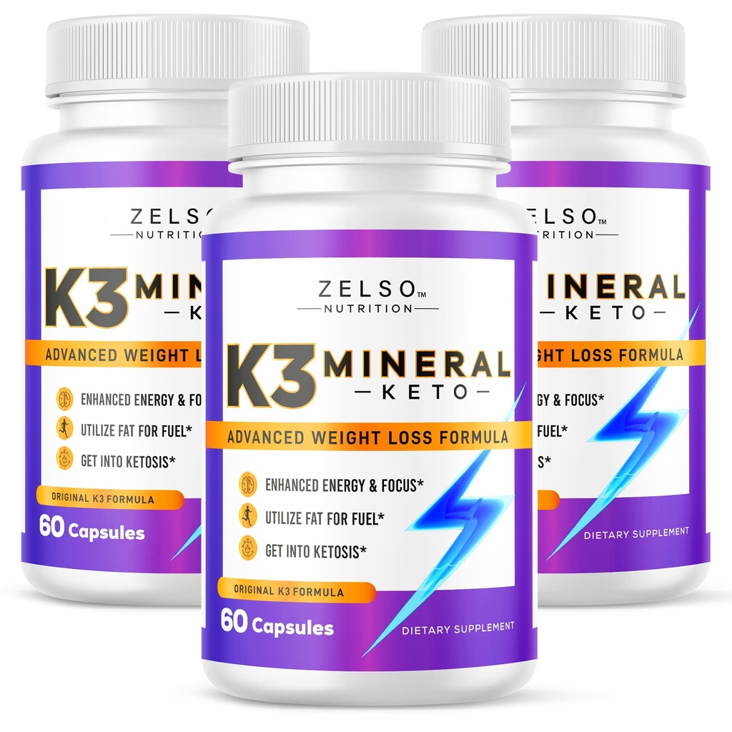 ZELSO (3 Pack) K3 Mineral Weight Woss Pill for Women and Men, K3 Mineral Pil - K3 Salt Mineral, Vitamin + K3 Kapsules Supplemen Keto Wheight Loss - 3 Bulan Suppply