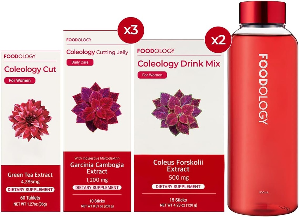 FOODOLOGY REED Burning 1 - Month Full Set / Coleology Cut (1ea) & Colleology Drink Mix (2ea) & Colleology Cutting Jelly (3ea) $Water Bottle (1ea)...