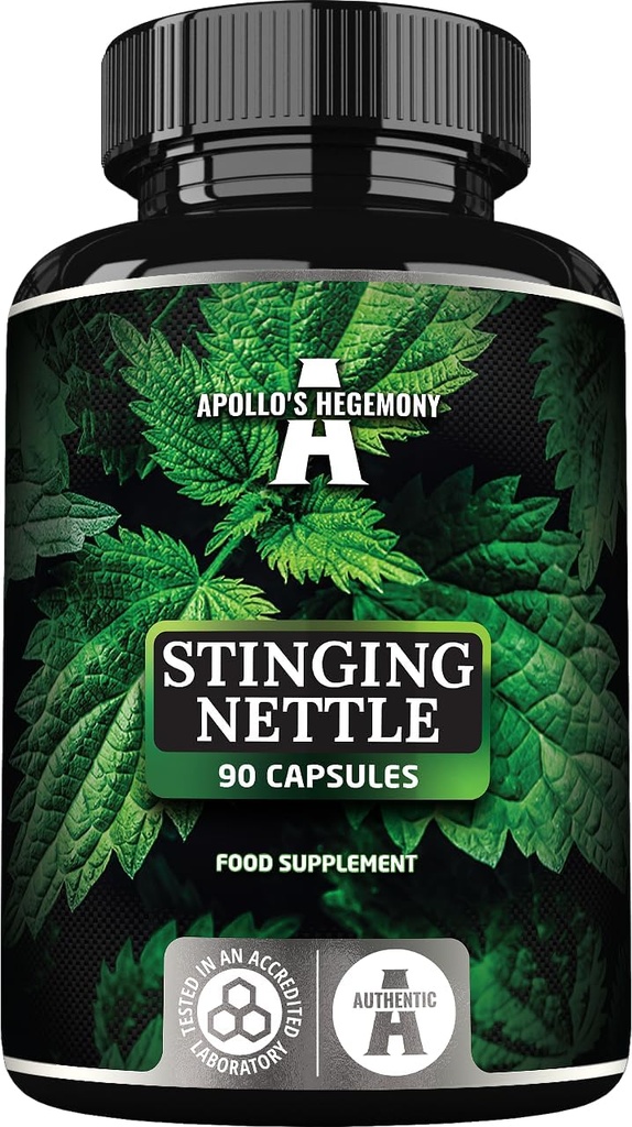 APollo 'S HEGEMONY Stinging Nettle 500 mg - Ekstrak Kekuatan Tinggi DER 4: 1, 90 Vegan Capsules, 3 Bulan Suppply, Herbal Suppplemen untuk Mendukung Kesehatan Kardiovaskular