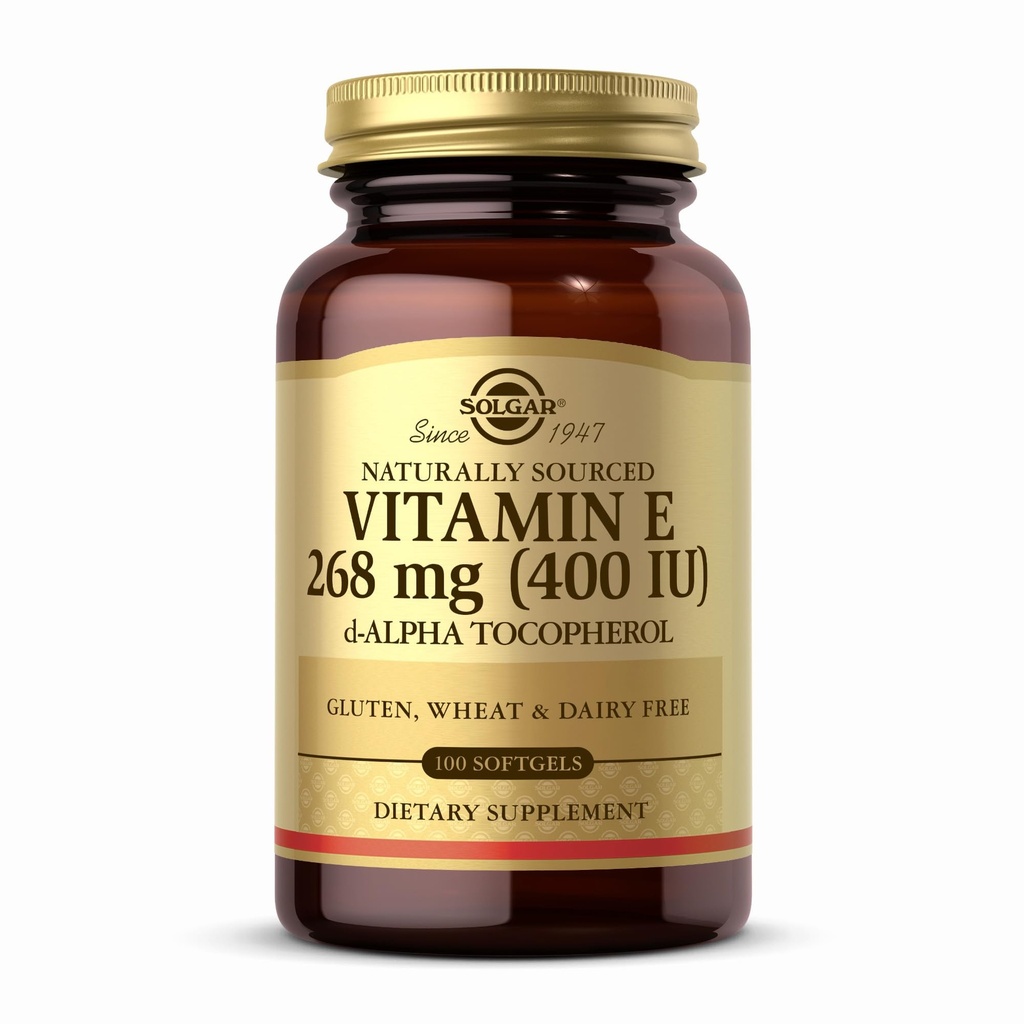 Solgar Vitamin E 268 mg (400 IU) - 100 Softgels - almost-Sourly- Vitamin E sebagai d-Alpha Tocopheriol - Gluten Free, Dairy Free - 100 Servings