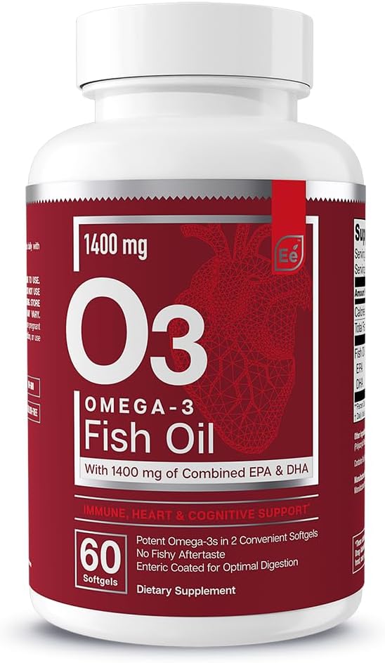 Elemen Escalypse Omega-3 Tambahan Minyak Ikan dengan EPA & DHA 124; Acids Gendut untuk Imune, Hati & Kognitive Dukungan 12.4; 60 Softgeels