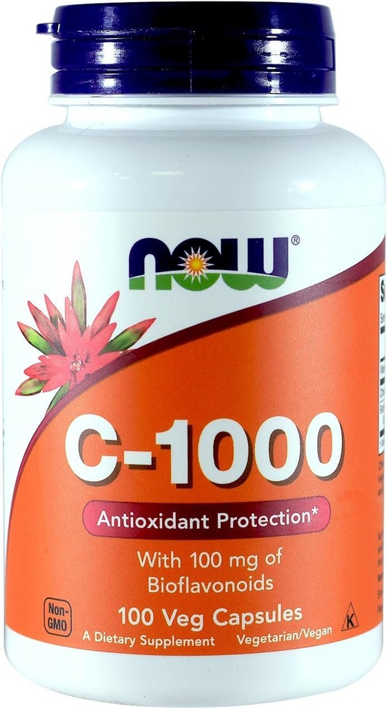 NOW C-1000, with 100 mg of Bioflavonoid, 100 Capsules (Pack of 2)
