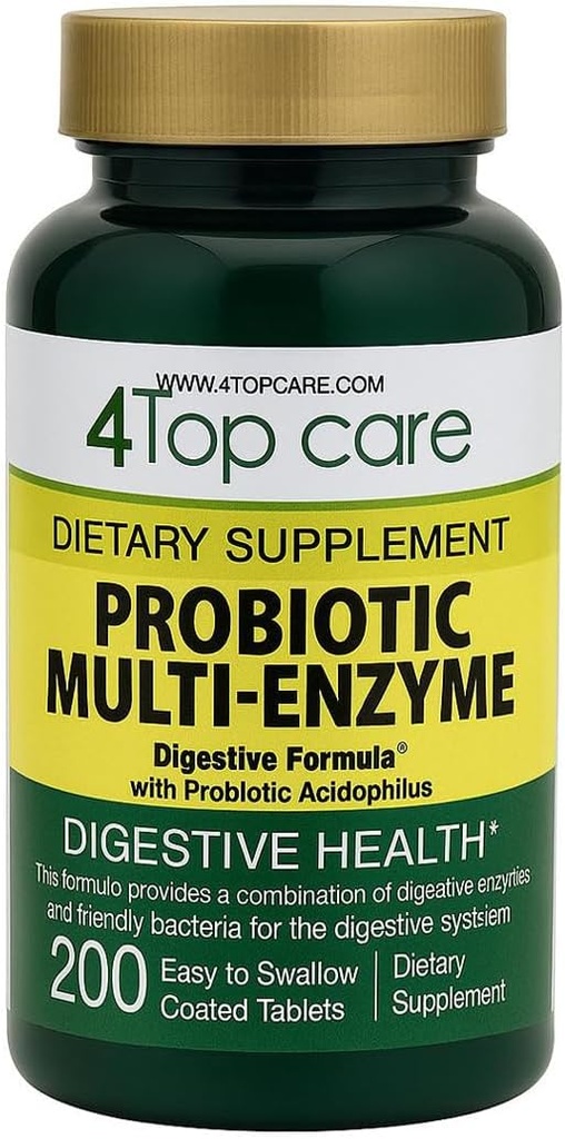 Probiotik Multi- Enzymes dengan Prebiotik dan Probiotic Acidophilus untuk Kesehatan Digetical dan Gut, Menyediakan Bantuan dari Pengganggu Meal- waktu dan Bloating. Tambahan Diet, 200 Count.