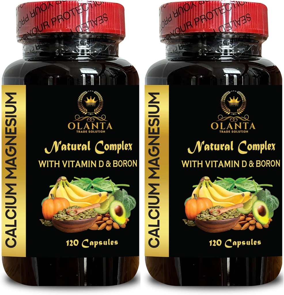 Calcium Magnesium Suplemen - Relaxation Muscle, Kalsium Citrate dengan Vitamin D, Magnesium, dan Manganese, Fosforus Gluten Bebas, Non GMO - 2 Botol 240 Kapsul