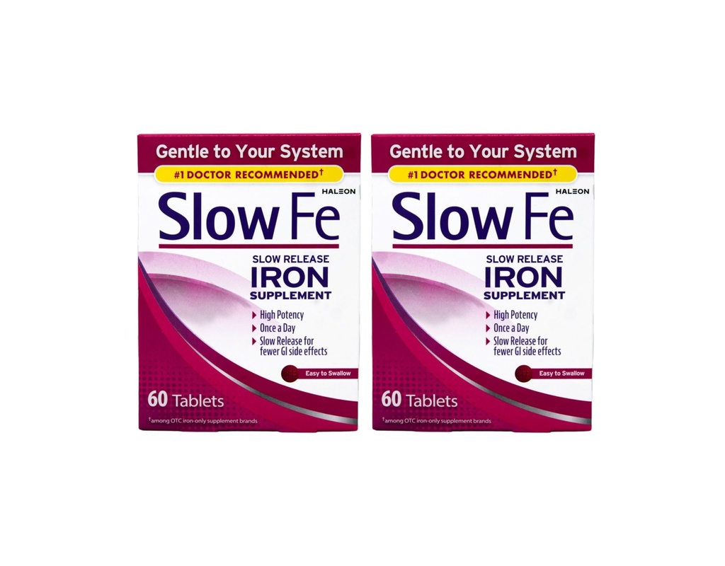 Slow Fe, High Potency Iron 45 mg, Slow Rilis - 60 Tablets - Pack 2