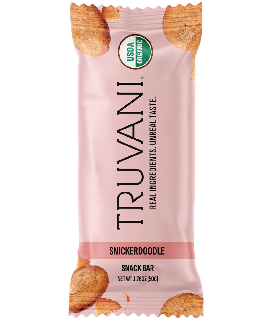 Truvani Plant Based Snack Bars 124; Snickerdoodle 1 Pack 12.4; 5g Protein 14; USDA Organik dan Vegan 124; Satu-satunya Bar 124; Dairy, Soy, dan Gluten Free 124; Dibungkus secara individual