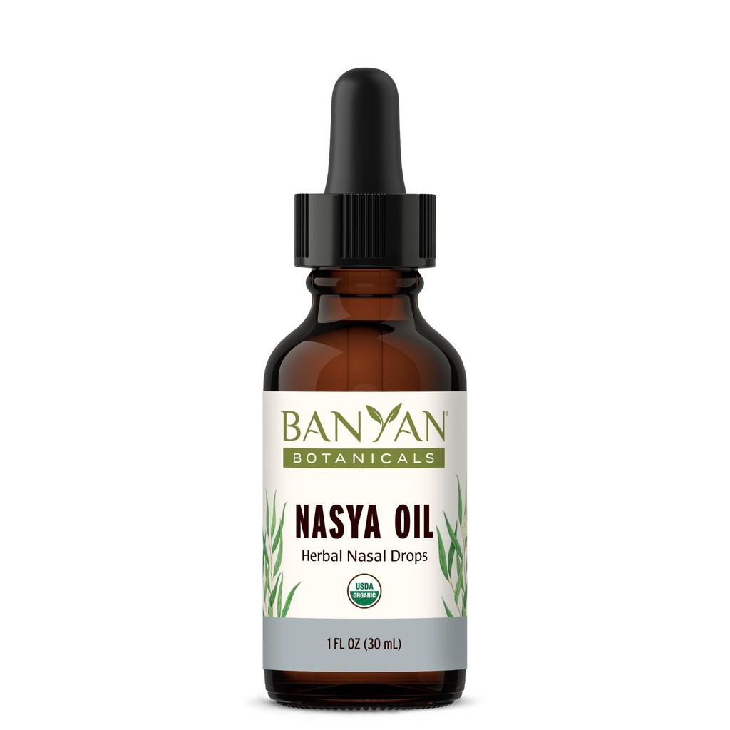 Banyan Botanicals Nasya Oil - Organic Herbal Nasal Drops for Clear - Ayurvedic Nasal Cleaner and Nose Moisturizer * - One Fluid Ounce - Certifikasi Organik, Non GMO, Chemical Free
