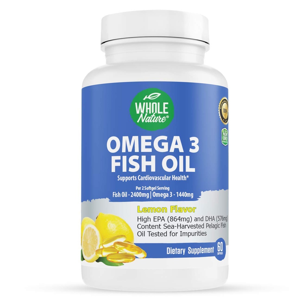 Tambahan Minyak Ikan Omega 3, Maksimal Kekuatan 2400 mg Omega-3, 1440mg Minyak Ikan, EPA DHA Fatty Acids, Heart Health, Vision, Eye, Brain, Imune Dukungan Perempuan & Pria.